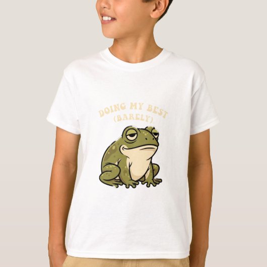 Funny Retro Frog Barely Trying Kids T-Shirt (Devant)