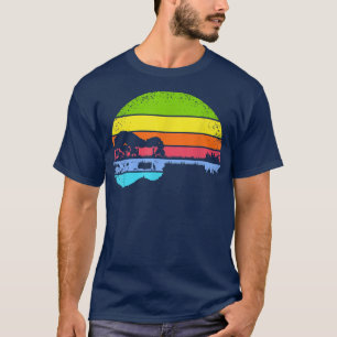 Funny Retro Guitar Lake Sunset Guitarist Music Lov T-shirt