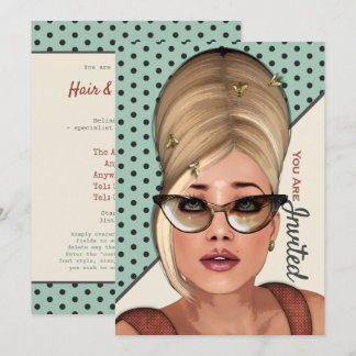 Funny Retro Hair And Beauty Salon Invitation À L'É