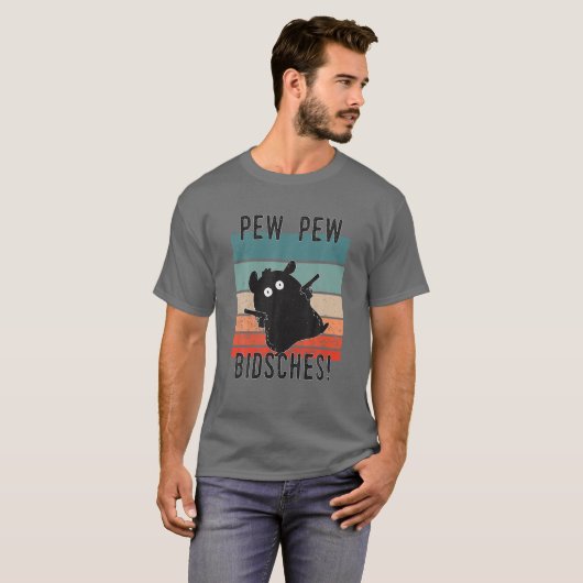 Funny Retro Hamster Guinea Pig Pew Pew T-shirt (Voorkant volledig)
