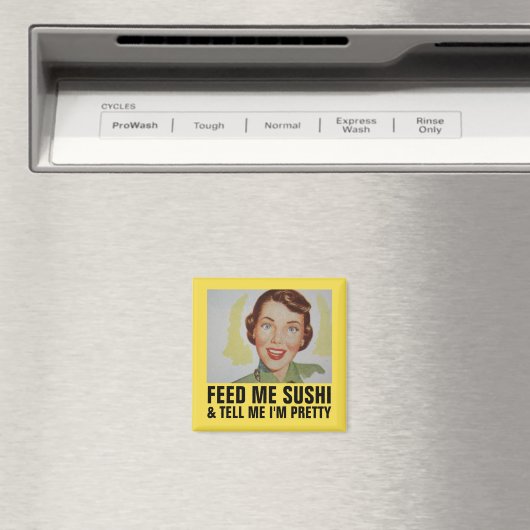 Funny Retro Houseechtgenote Magnets, FEED ME SUSHI Magneet (Insitu (Vaatwasser))