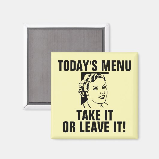 Funny Retro Houseechtgenote Magnets, VANDAAG MENU Magneet (Voorkant / Achterkant)
