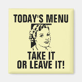 Funny Retro Houseechtgenote Magnets, VANDAAG MENU Magneet (Voorkant)