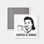Funny Retro Housewel Magnets, Coffee en Vodka Magneet (Voorkant / Achterkant)