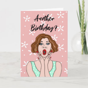 Funny retro lady Birthday Kaart
