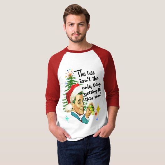 Funny Retro MCM Man met kerstmis T-shirt (Voorkant volledig)