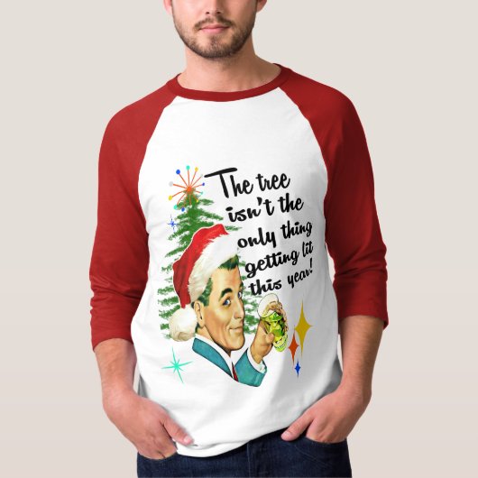 Funny Retro MCM Man met kerstmis T-shirt (Voorkant)