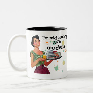 Funny Retro Mid-Century Tweekleurige Koffiemok
