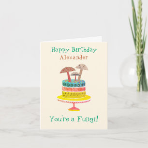 Funny Retro Mushroom Pun Schattigee Fungi Verjaard Kaart
