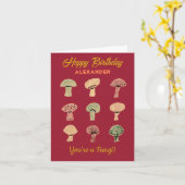 Funny Retro Mushroom Pun Schattigee Fungi Verjaard Kaart (Gele Bloem)