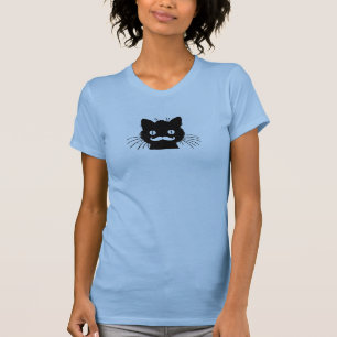 FUNNY RETRO MUSTACHE OP BLACK KAT T-SHIRT