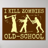 Funny Retro Old School Zombie Killer Hunter Poster (Voorkant)