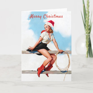  Funny Retro Pin Up Girl Kerstmis Feestdagen Kaart