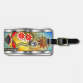 Funny Retro Pinball Machine, gepersonaliseerd Bagagelabel (Voorkant horizontaal)