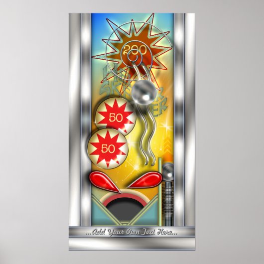 Funny Retro Pinball Machine, gepersonaliseerd Poster (Voorkant)