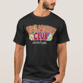 Funny Retro Procrastination Club Rainbow  T-shirt
