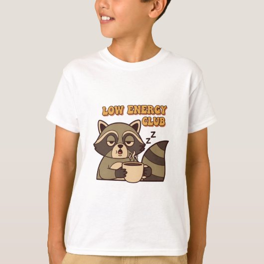 Funny Retro Raccoon Kids Low Energy T-Shirt (Devant)