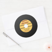 Funny Retro Record Birthday Ronde Sticker (Envelop)