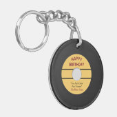Funny Retro Record Birthday Sleutelhanger (Voorkant Links)