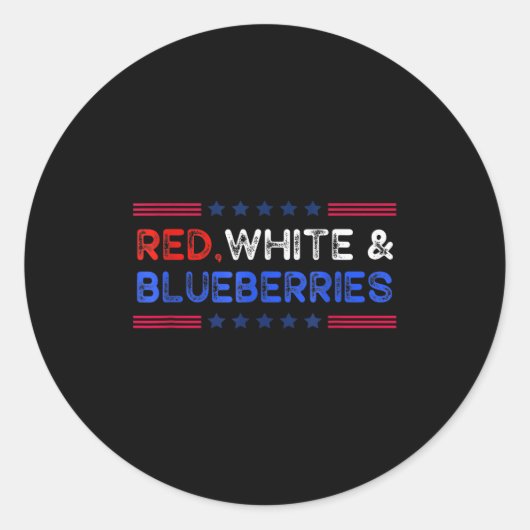 Funny Retro Red, White And Blueberries Patriot Ronde Sticker (Voorkant)