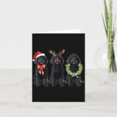 Funny Retro Santa Black Goldendoodle Dog Reindeer Kaart (Voorkant)