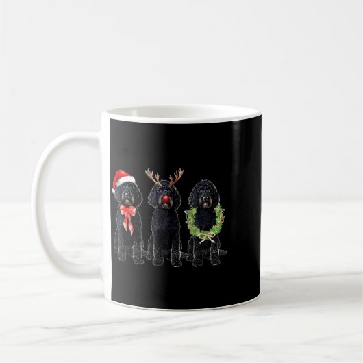 Funny Retro Santa Black Goldendoodle Dog Reindeer Koffiemok (Links)