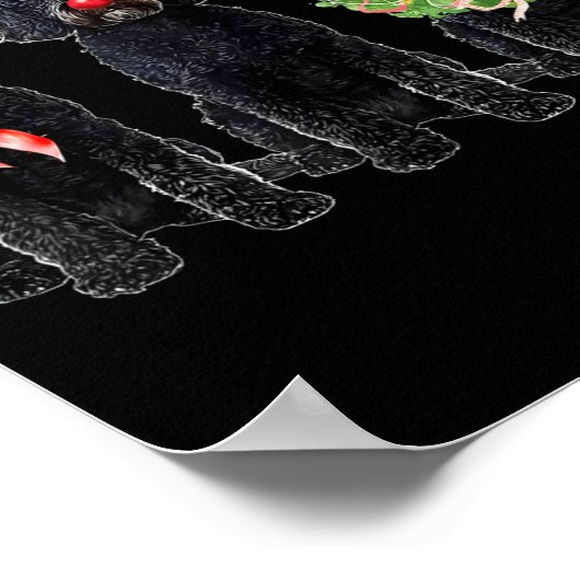 Funny Retro Santa Black Goldendoodle Dog Reindeer Poster (Hoek)