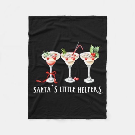 Funny Retro Santa's Little Helper Martini Merry Ch Fleece Deken (Voorkant)