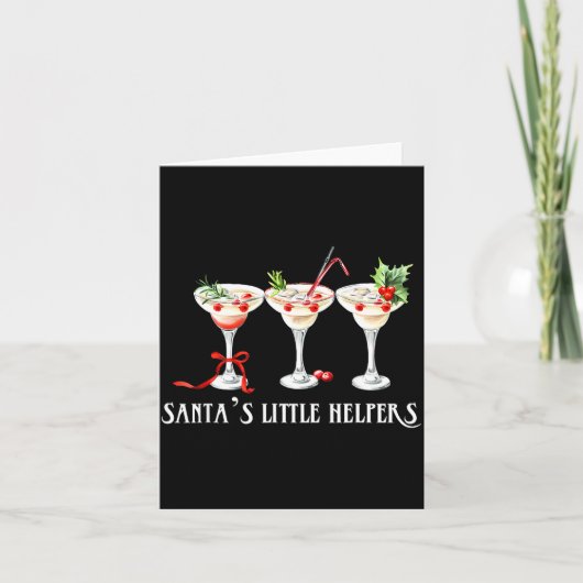 Funny Retro Santa's Little Helper Martini Merry Ch Kaart (Voorkant)