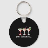 Funny Retro Santa's Little Helper Martini Merry Ch Sleutelhanger (Voorkant)