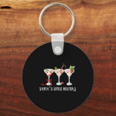 Funny Retro Santa's Little Helper Martini Merry Ch Sleutelhanger (Voorkant)