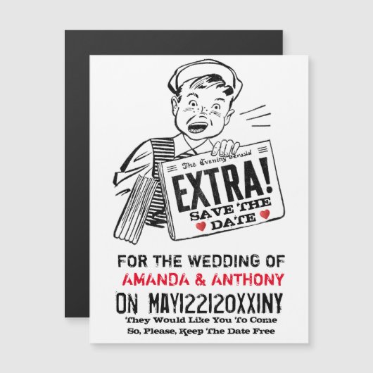 Funny retro save the date (Voorkant / Achterkant)