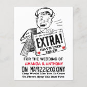 Funny retro save the date uitnodiging flyer (Voorkant)