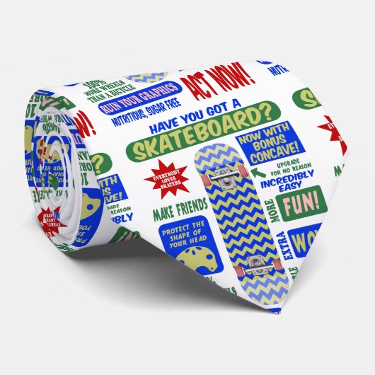 Funny retro skateboard poster stropdas (Opgerold)