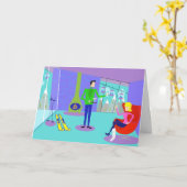 Funny Retro Ski carte de voeux (Fleur jaune)