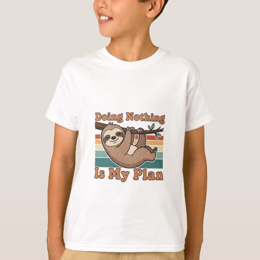 Funny Retro Sloth Kids Graphic T-Shirt (Devant)
