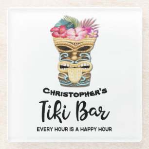 Funny Retro Tiki Bar Party Glazen Onderzetter