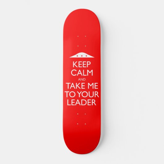 Funny Retro UFO Keep Calm Skateboard (Voorkant)