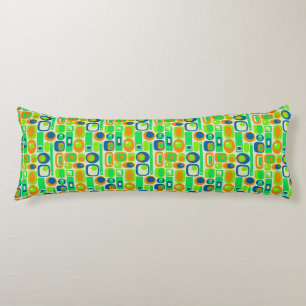 Funny Retro Wallpaper - oranje groen blauw Lichaamskussen