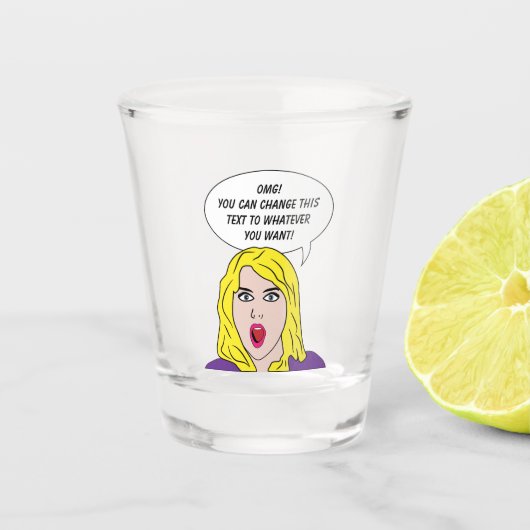 FUNNY RETRO WOMAN aangepaste tekst Shot Glas (Voorkant)