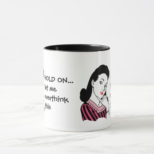 Funny Retro Woman overdenking Mok (Midden)