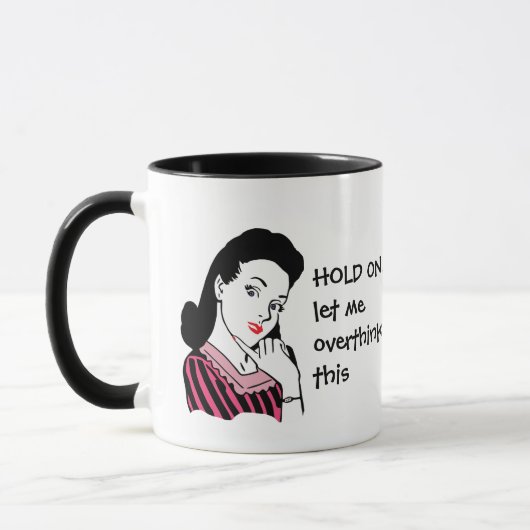 Funny Retro Woman overdenking Mok (Links)