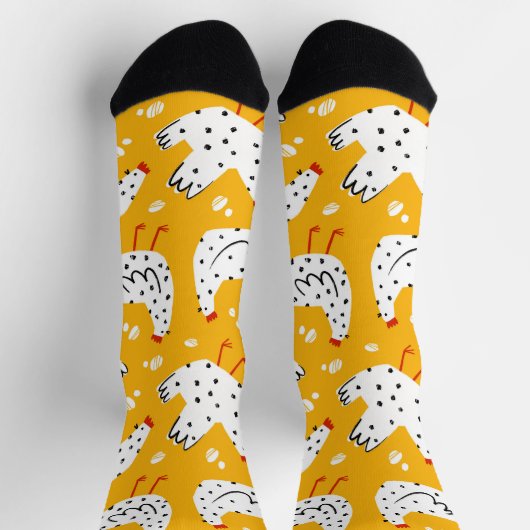 Funny Retro Yellow Black Chicken Sokken (Top)