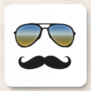 Funny Retro zonnebril met Mustache Bier Onderzetter