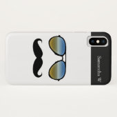 Funny Retro zonnebril met Mustache Case-Mate iPhone Case (Achterkant (horizontaal))