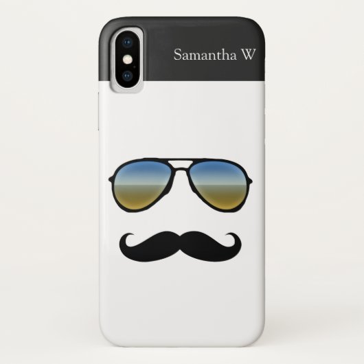Funny Retro zonnebril met Mustache Case-Mate iPhone Case (Achterkant)