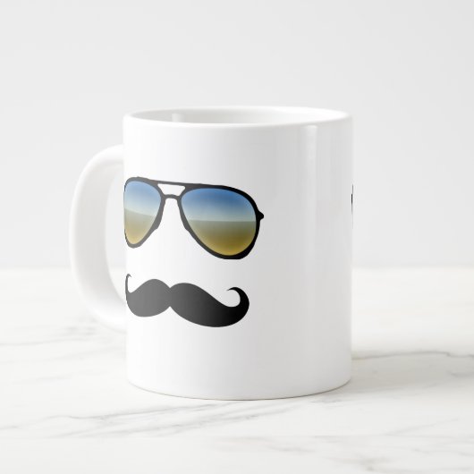 Funny Retro zonnebril met Mustache Extra Grote Mok (Voorkant links)