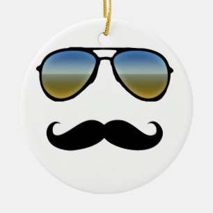 Funny Retro zonnebril met Mustache Keramisch Ornament
