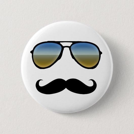 Funny Retro zonnebril met Mustache Ronde Button 5,7 Cm (Voorkant)
