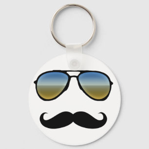 Funny Retro zonnebril met Mustache Sleutelhanger